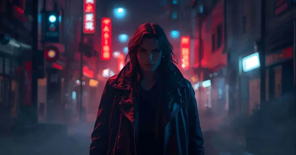 mysterious neon city aesthetic representing urban legends rizz vibes