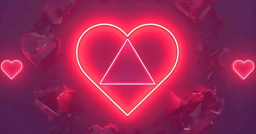 glowing geometric heart-shaped neon artwork aesthetic