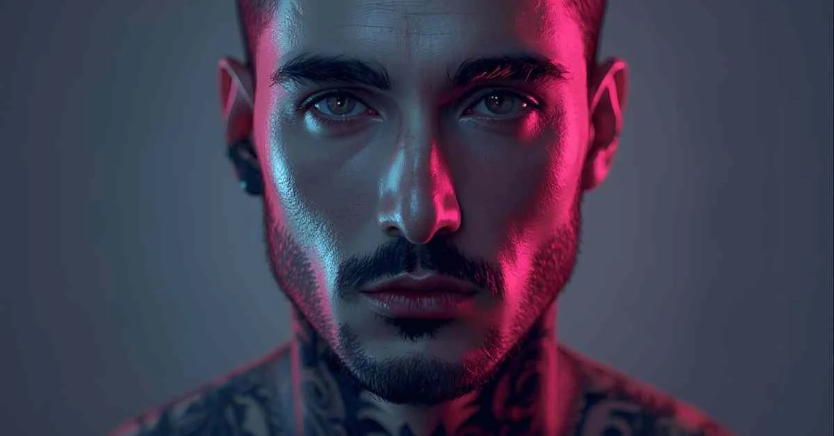 confident tattooed person posing with artistic ink details for tattoo rizz lines article